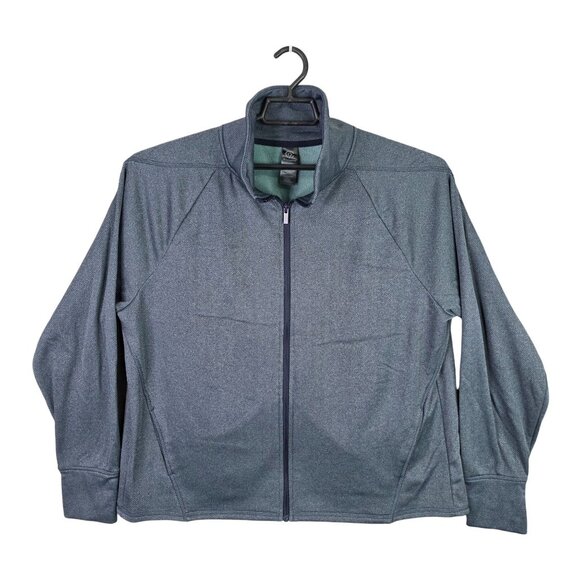 Womens Champion C9 Blue Herringbone Fleece Jacket Full Zip Mock Neck Size XXL - Picture 1 of 8